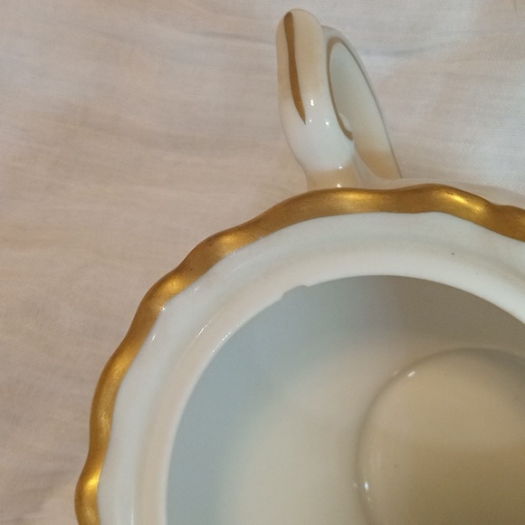 Old Ivory Gold Rim Cream & Sugar Syracuse China -SEE PHOTOS- Tiny Chip - Picture 6 of 16
